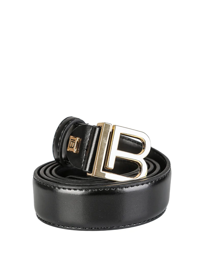 Cintura da donna in pelle rivestita con logo - nero