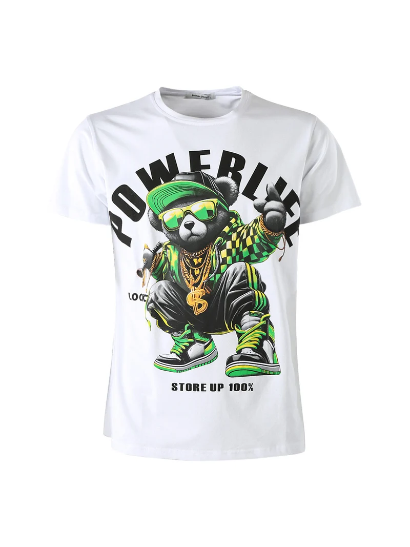 T-shirt da uomo in cotone con stampa - bianco