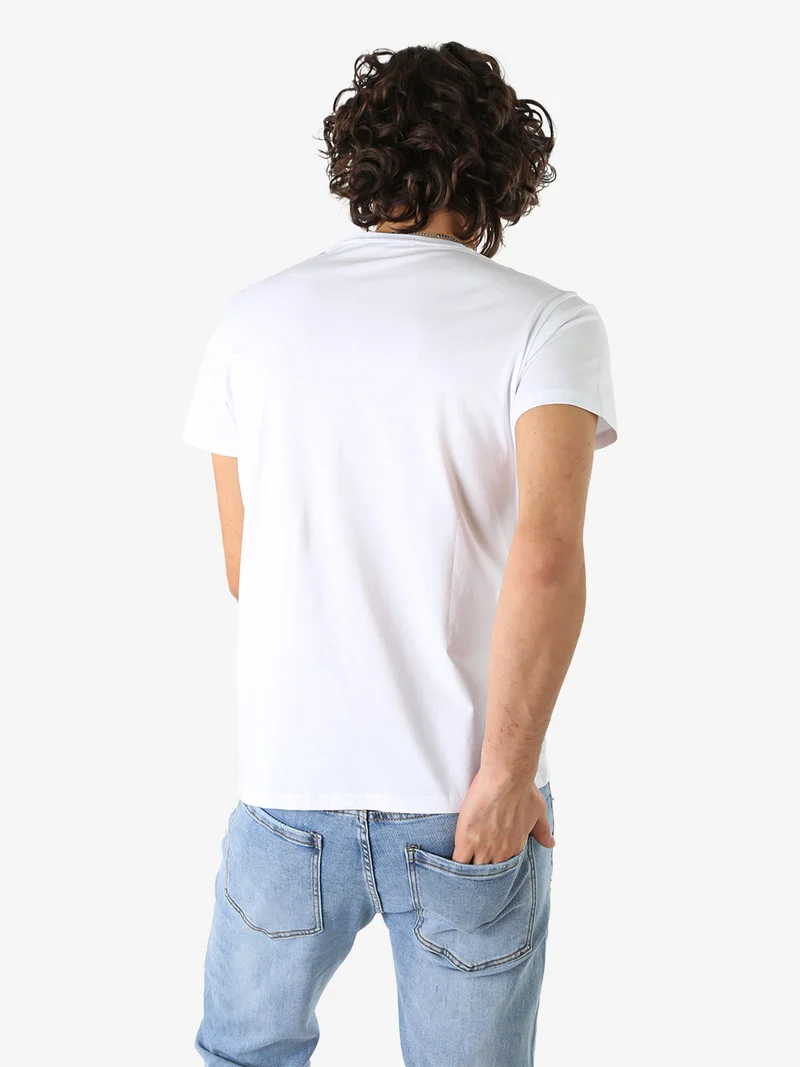 T-shirt da uomo in cotone con stampa - bianco