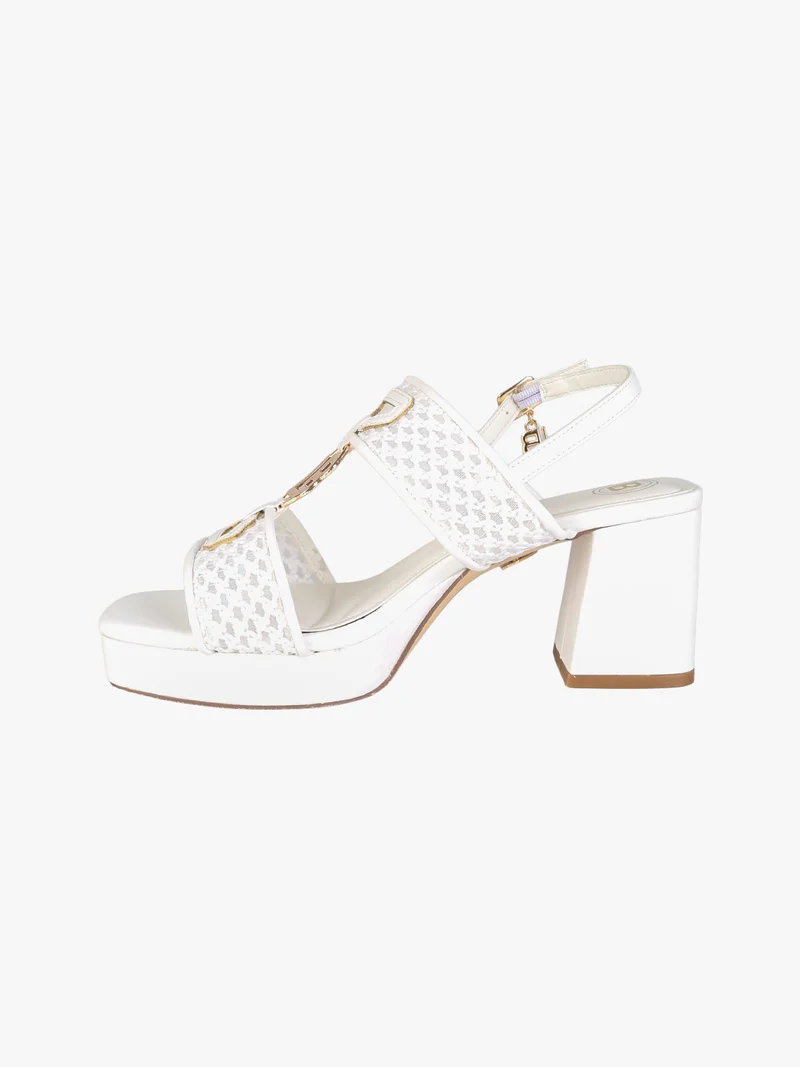 Sandali donna con tacco e plateau - bianco