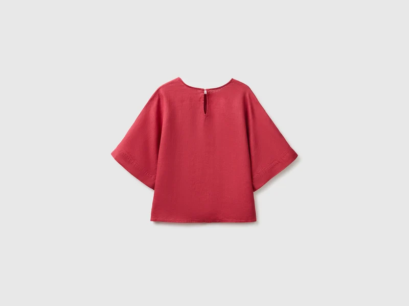 Bluse mit Rundhalsausschnitt aus reinem Leinen