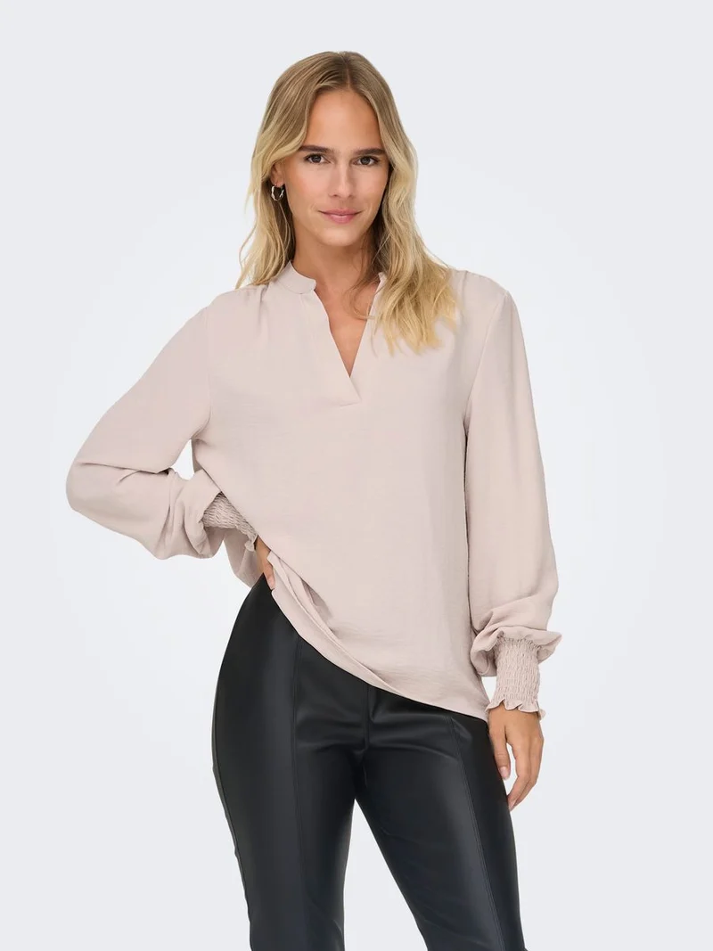 ONLMETTE V-NECK LS SMOCK TOP NOOS W