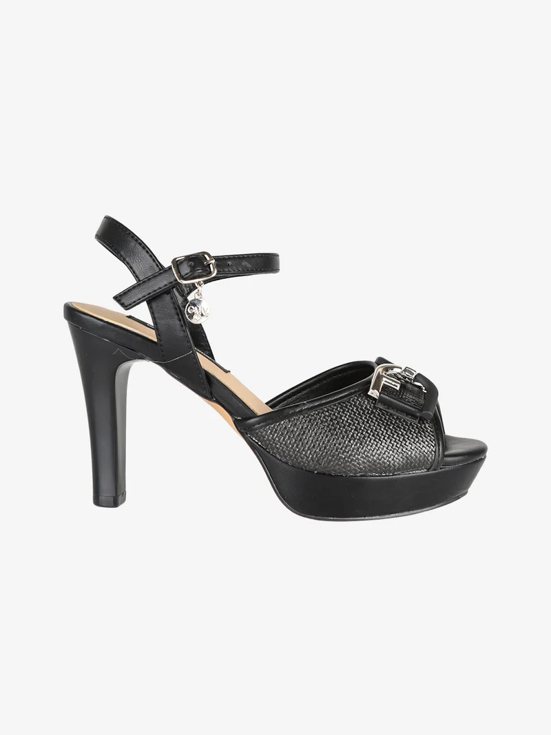 Sandali da donna con plateau e tacco - nero