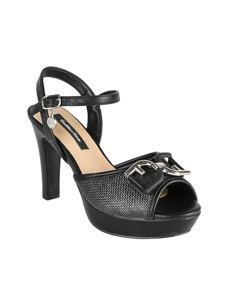 Sandali da donna con plateau e tacco - nero