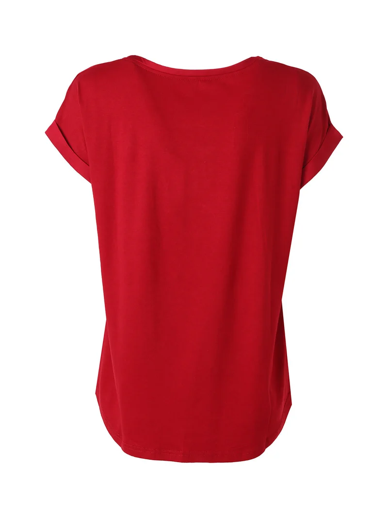 Blusa da donna a maniche corte con parte davanti effetto raso - bordeaux