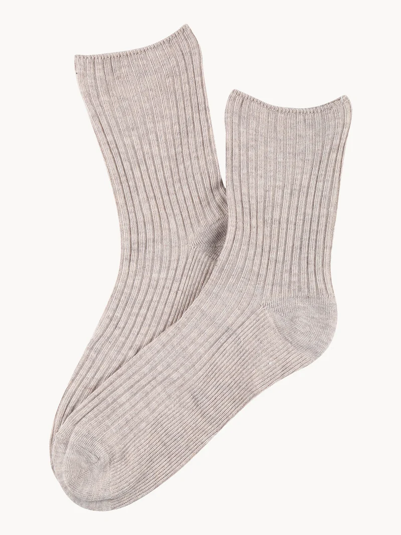 Calza corta da donna a costine - beige