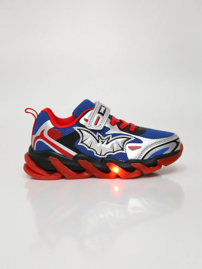 Sneakers da bambino con luci e cinturino a strappo - multicolore