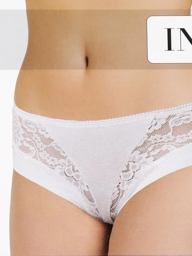 Slip donna in cotone con pizzo - bianco