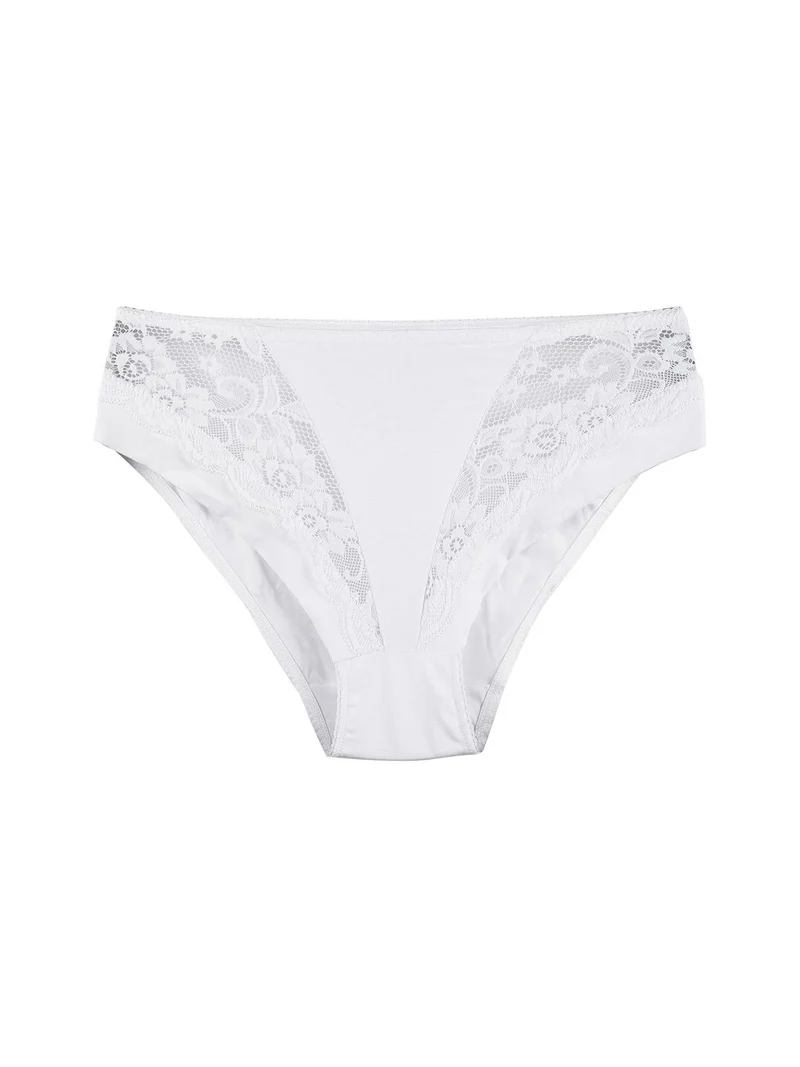 Slip donna in cotone con pizzo - bianco