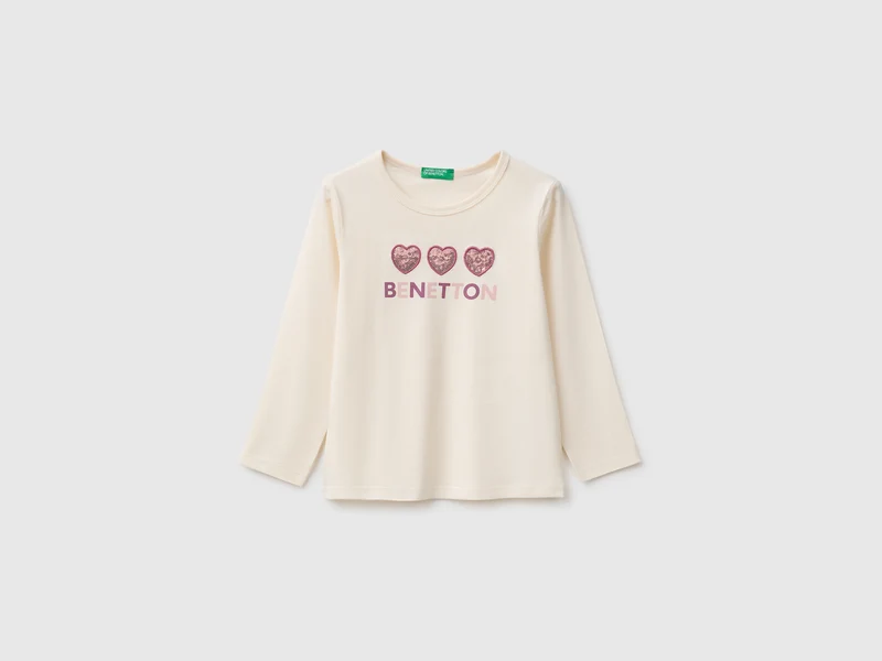 T-Shirt mit Aufdruck und Pailletten