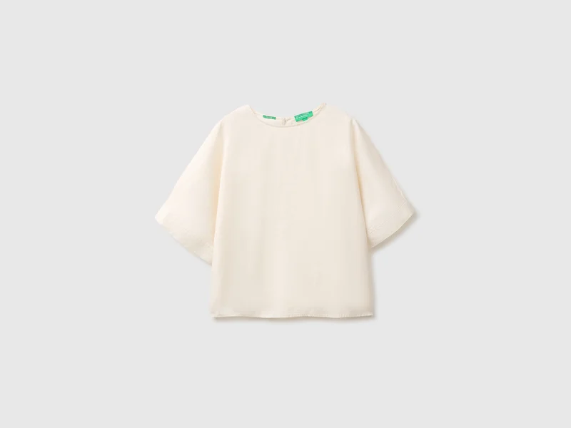 Bluse mit Rundhalsausschnitt aus reinem Leinen