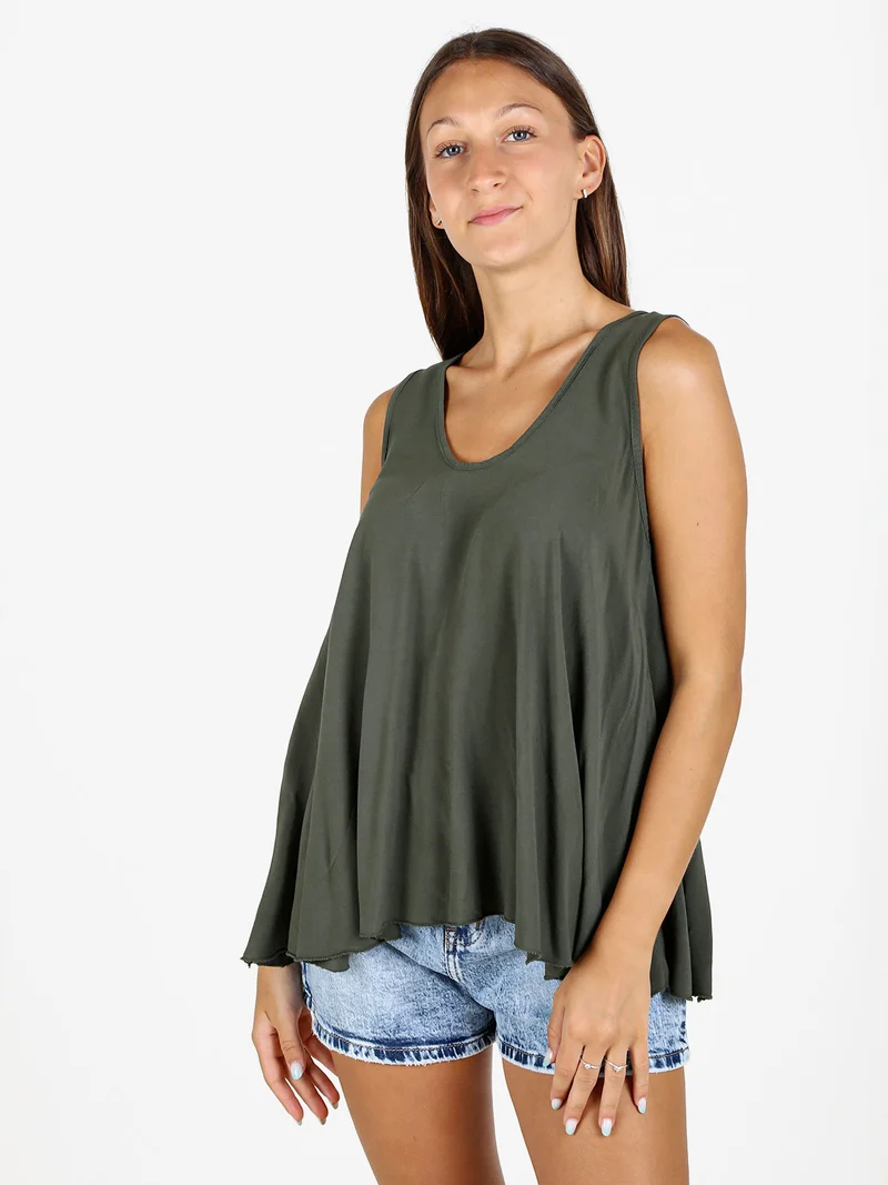 Top donna svasato con scollo a V - militare