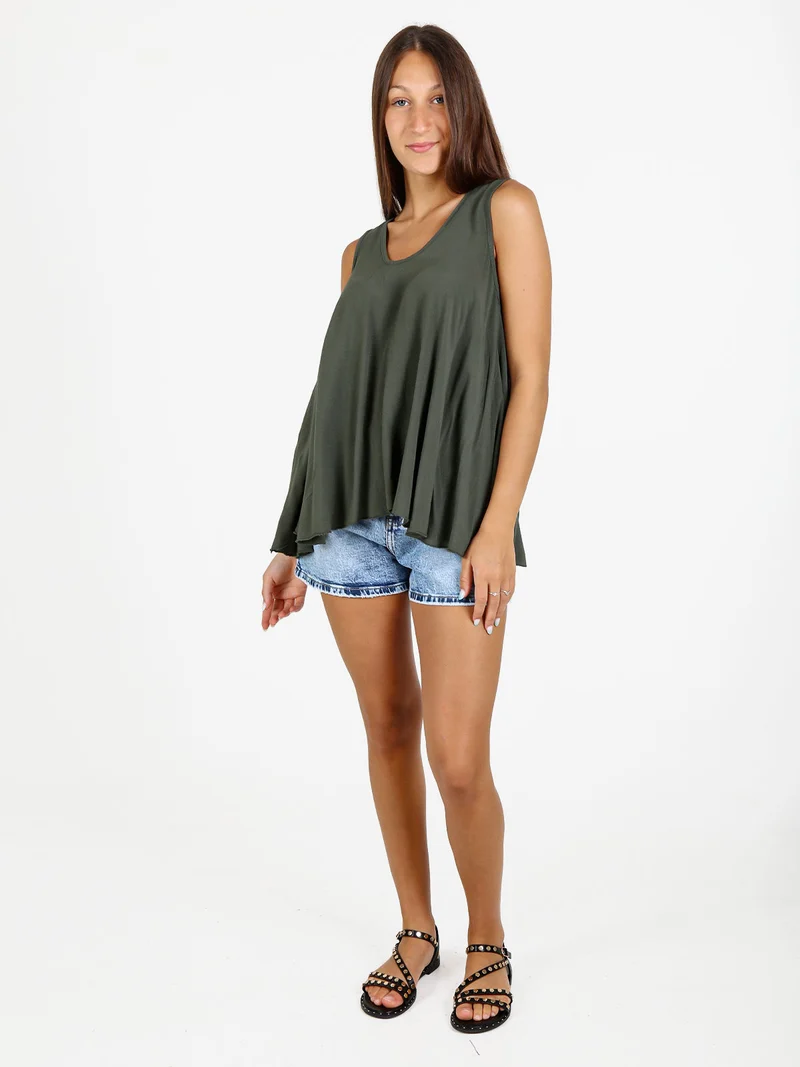 Top donna svasato con scollo a V - militare
