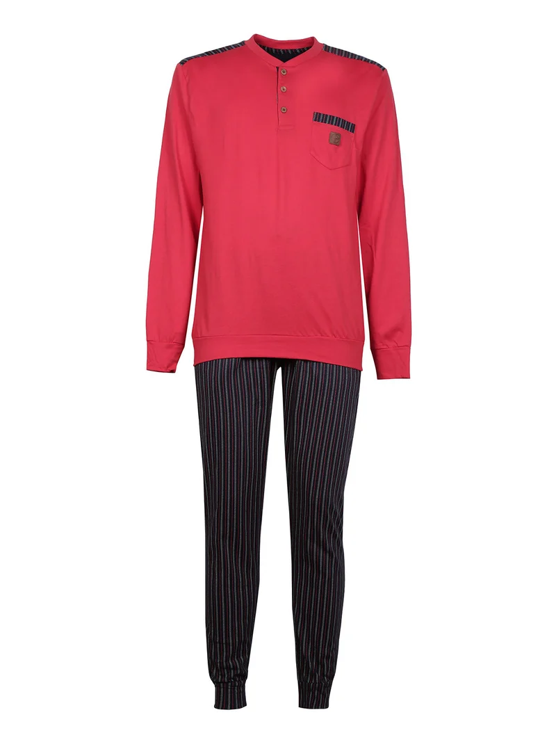 Pigiama lungo uomo in cotone - rosso