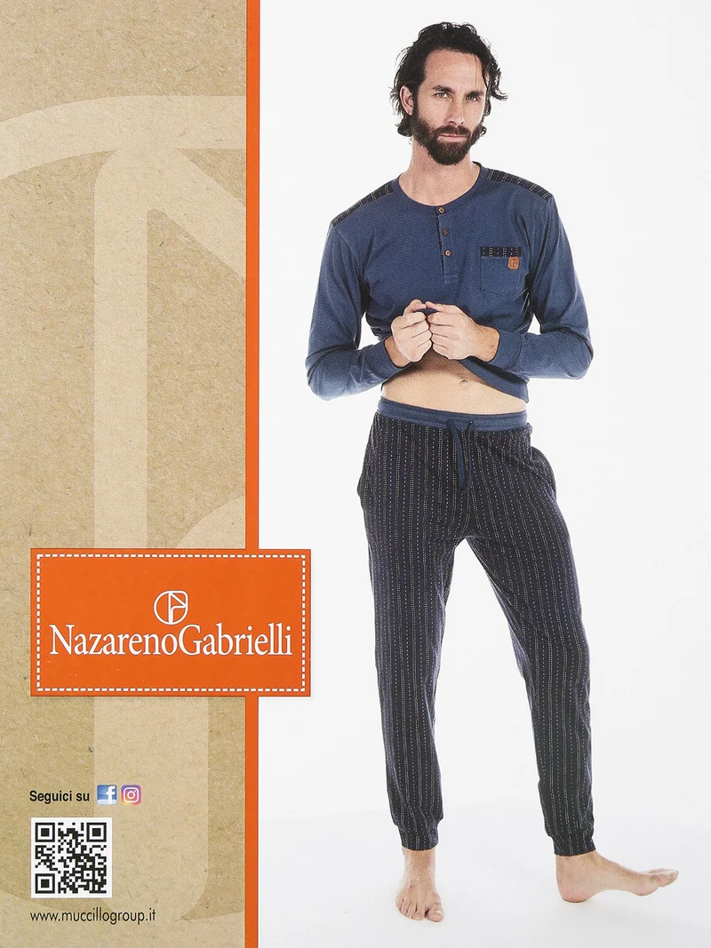 Pigiama lungo uomo in cotone - rosso