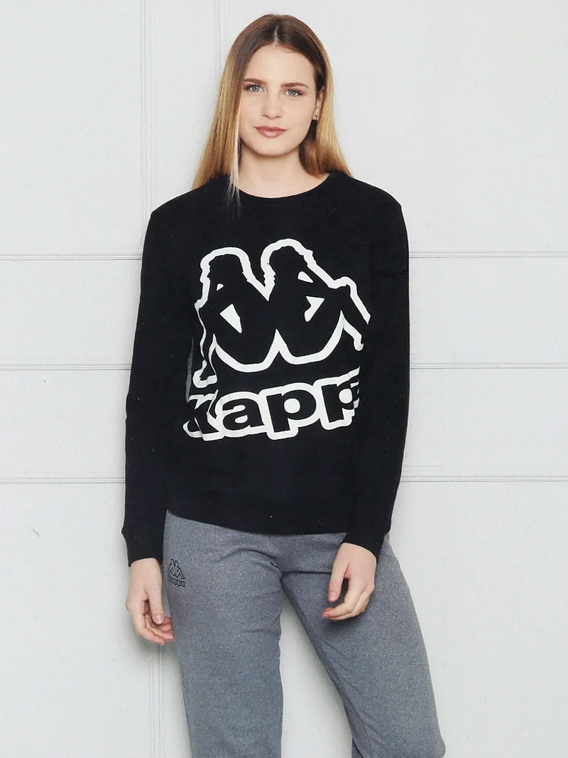 Pigiama donna in cotone interlock con logo - nero