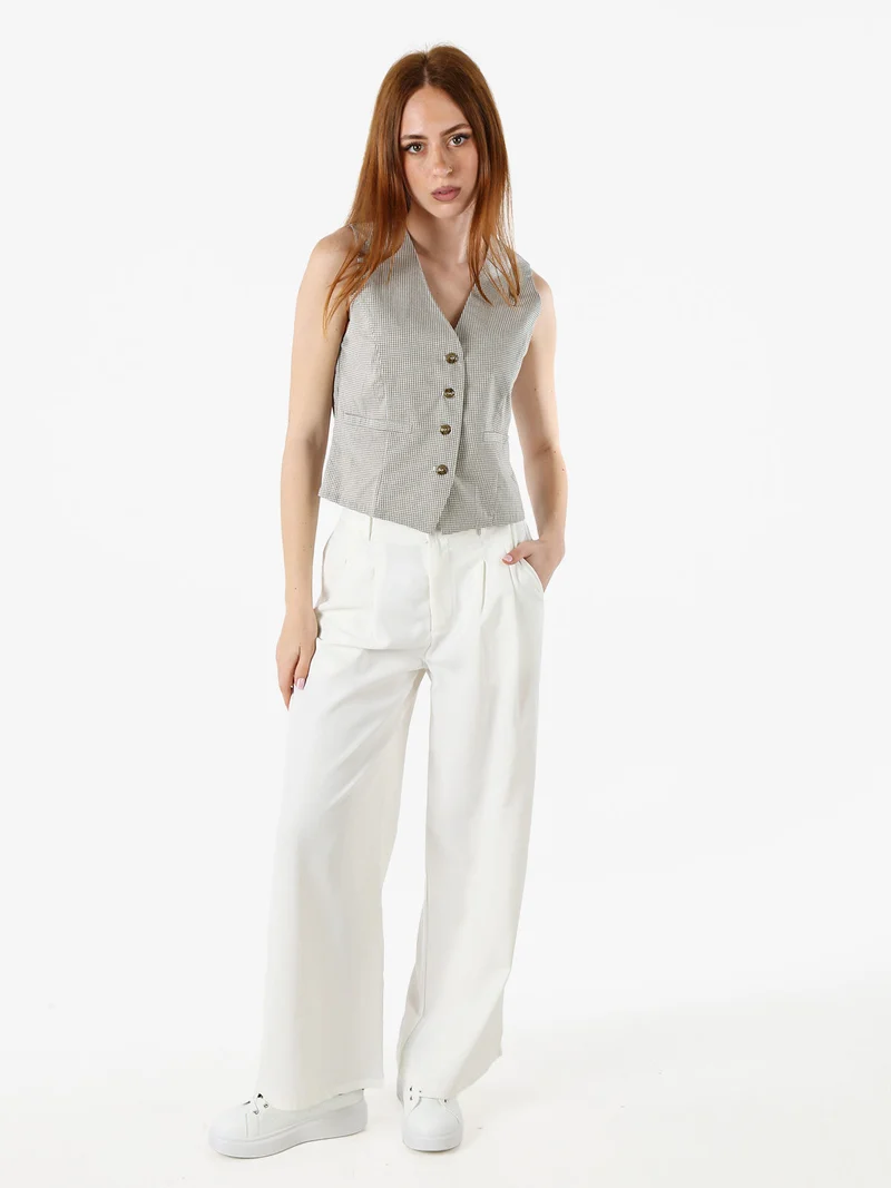 Gilet da donna in cotone con stampa a quadretti - verde
