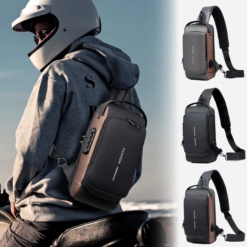 Anti-Diebstahl Tasche | USB-Ladeanschluss | Wasserfest & Passwortschloss