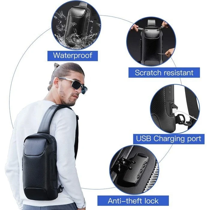 Anti-Diebstahl Tasche | USB-Ladeanschluss | Wasserfest & Passwortschloss