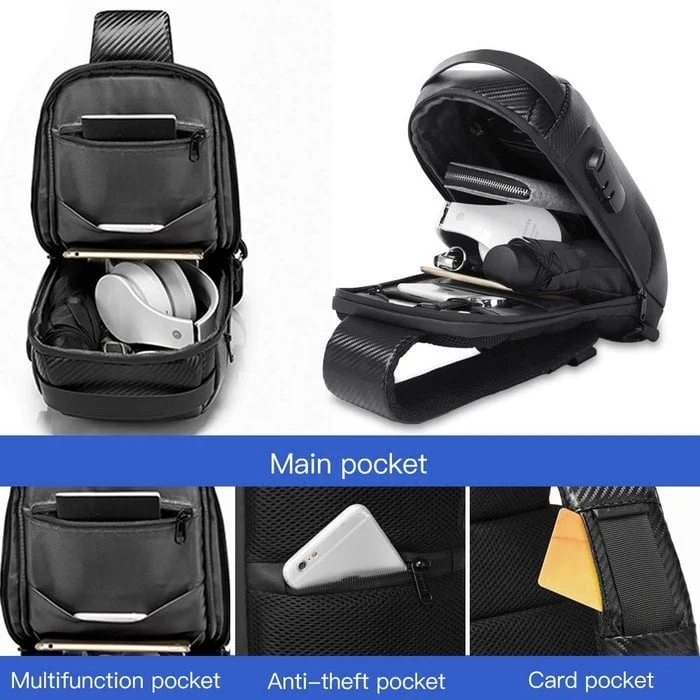 Anti-Diebstahl Tasche | USB-Ladeanschluss | Wasserfest & Passwortschloss
