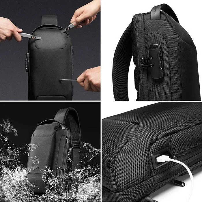 Anti-Diebstahl Tasche | USB-Ladeanschluss | Wasserfest & Passwortschloss