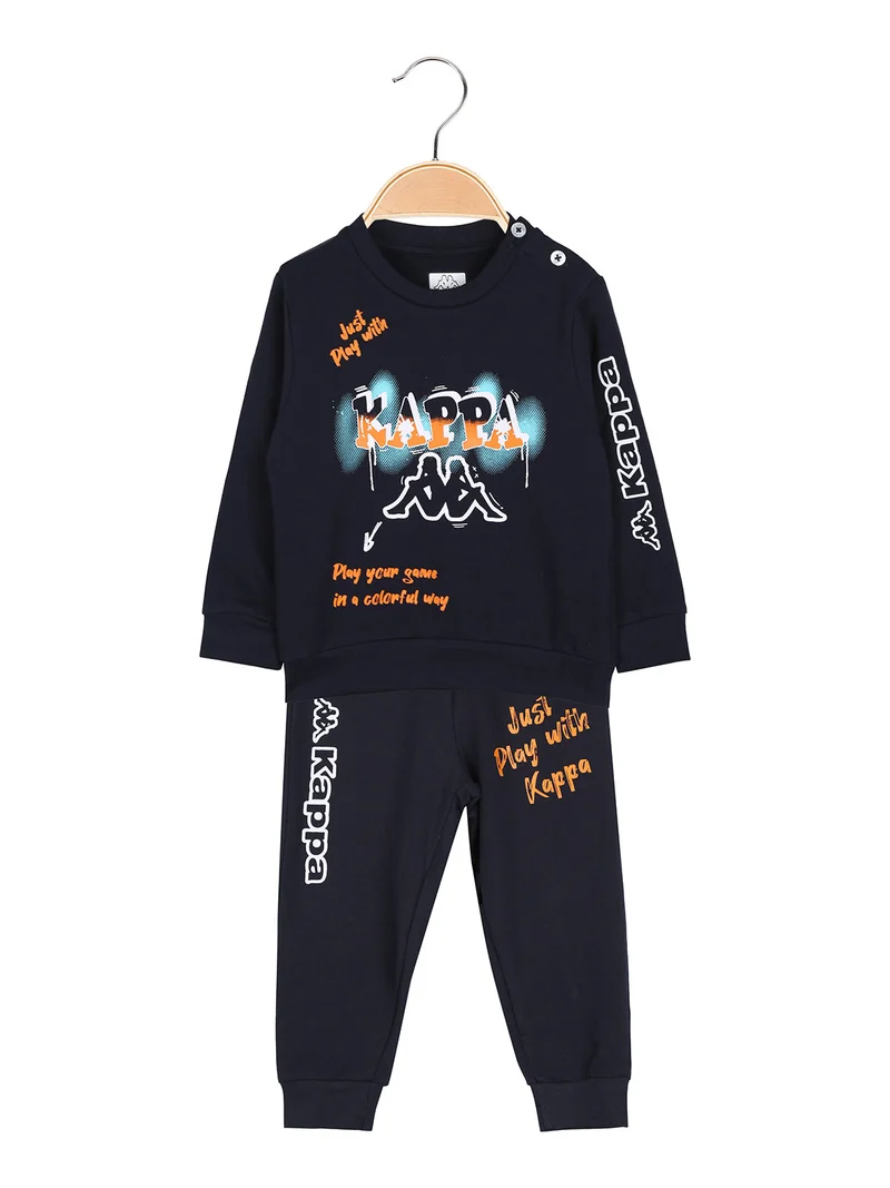 Completo tuta 2 pezzi da neonato con felpa e pantaloni in cotone - blu scuro