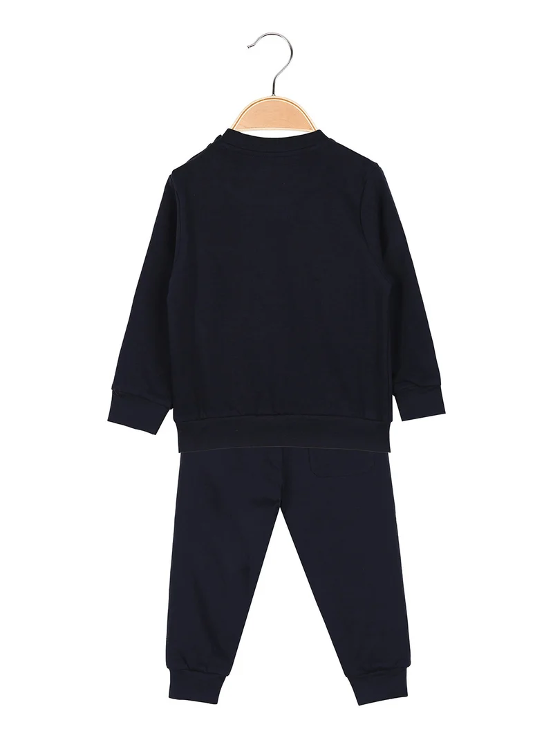Completo tuta 2 pezzi da neonato con felpa e pantaloni in cotone - blu scuro