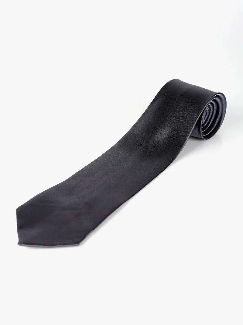 Cravatta classica da uomo in tinta unita - grigio scuro