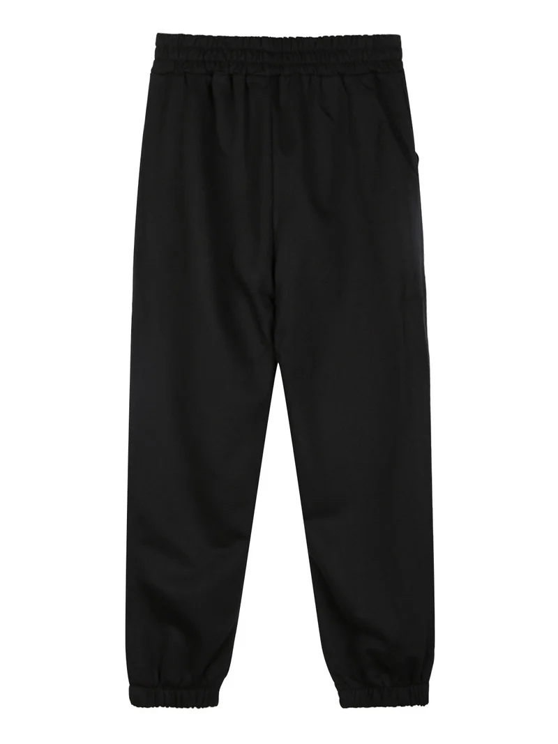 Pantaloni tuta da bambina con fiori di peluche e strass - nero