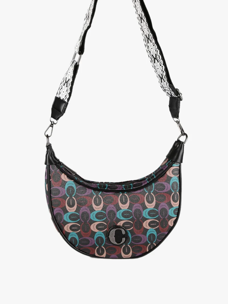 Borsetta hobo a tracolla con stampe - multicolore