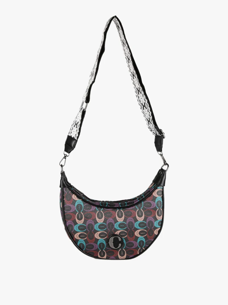 Borsetta hobo a tracolla con stampe - multicolore