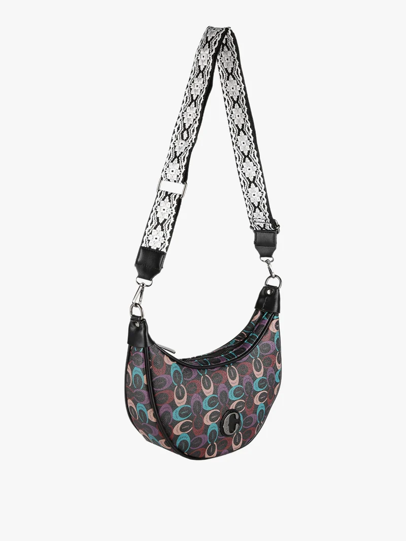 Borsetta hobo a tracolla con stampe - multicolore