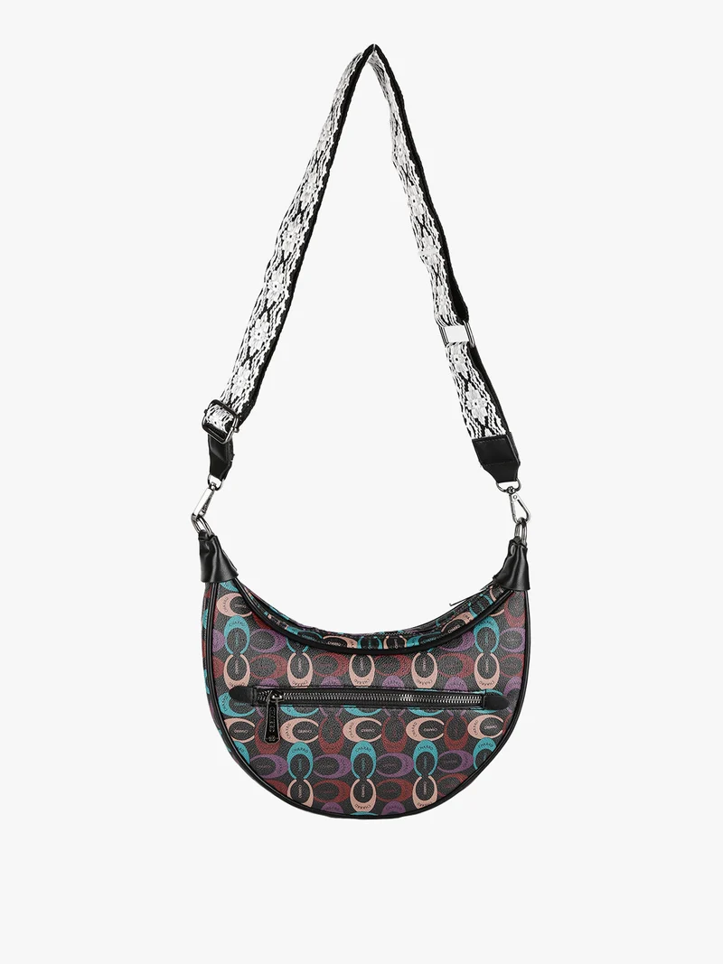 Borsetta hobo a tracolla con stampe - multicolore