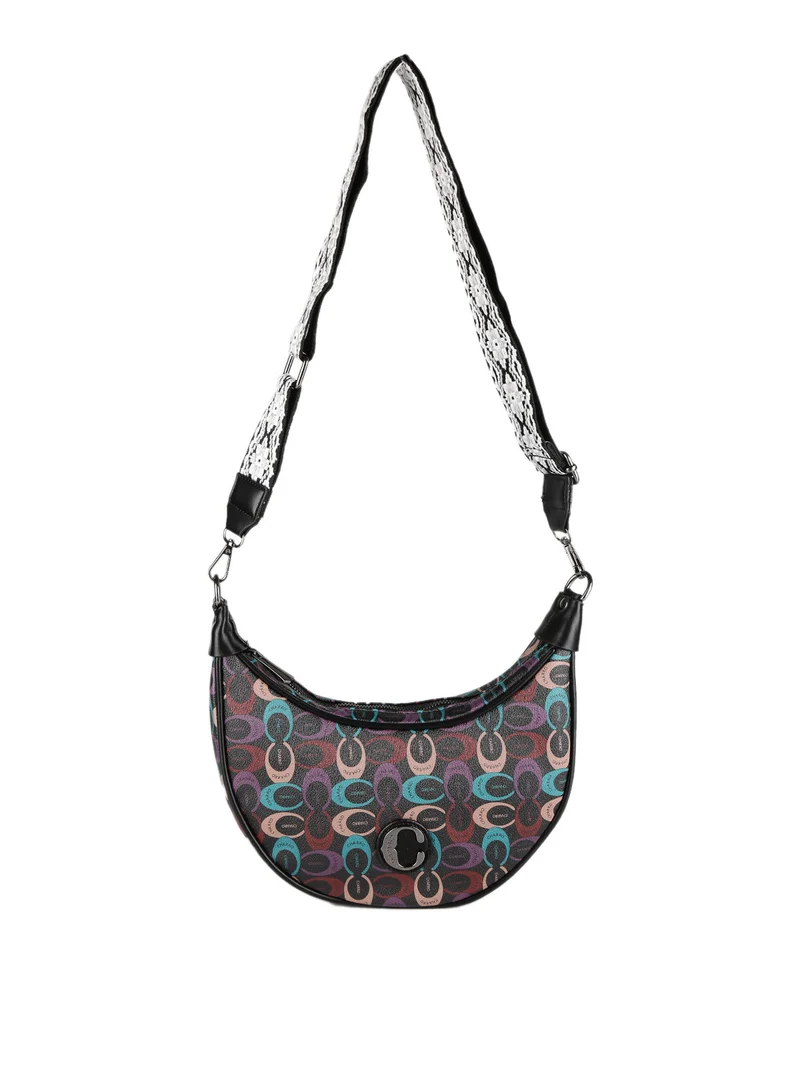 Borsetta hobo a tracolla con stampe - multicolore