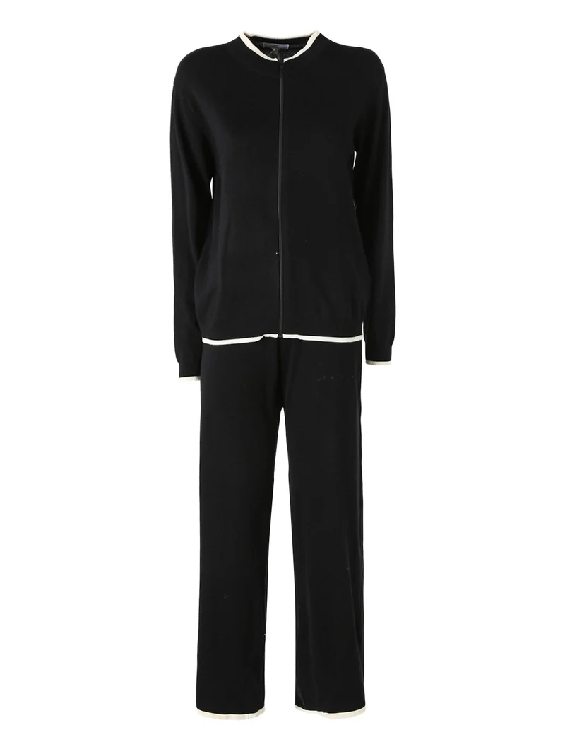 SELFIE Completo tuta da donna full zip in maglia leggera rasata - nero