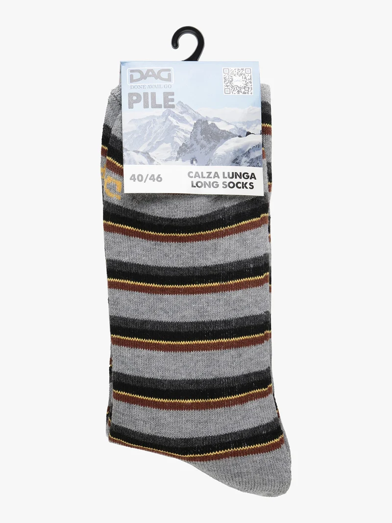 Calze invernali lunghe da uomo a righe - grigio chiaro