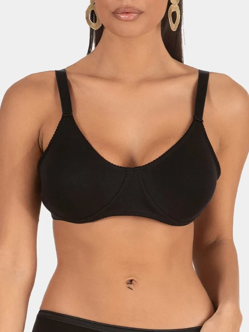 Reggiseno bielastico in cotone senza ferretto COPPA B - nero