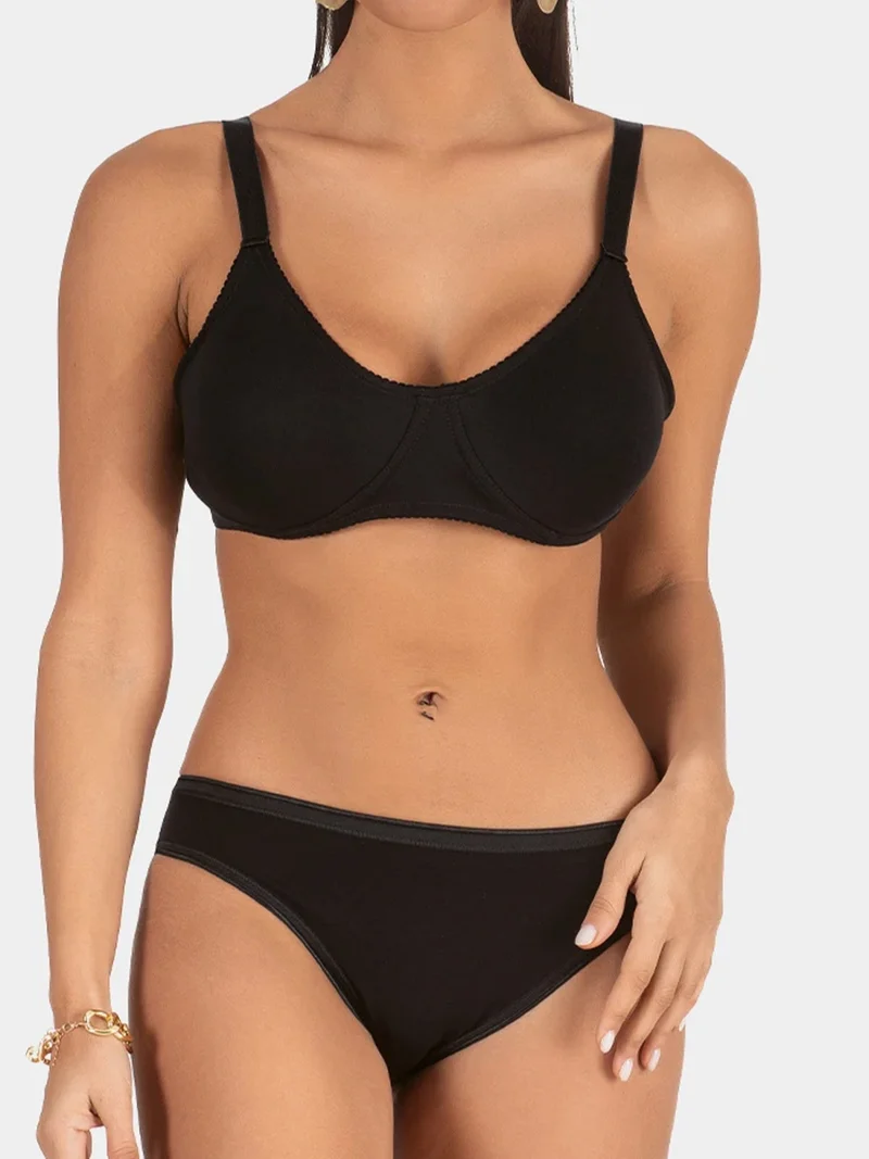 Reggiseno bielastico in cotone senza ferretto COPPA B - nero