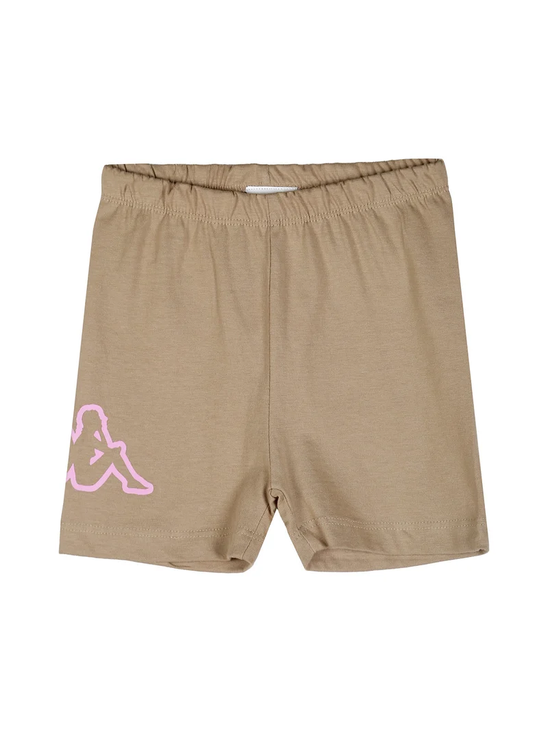 Completo corto da neonata in cotone con t-shirt orsacchiotto e shorts - rosa