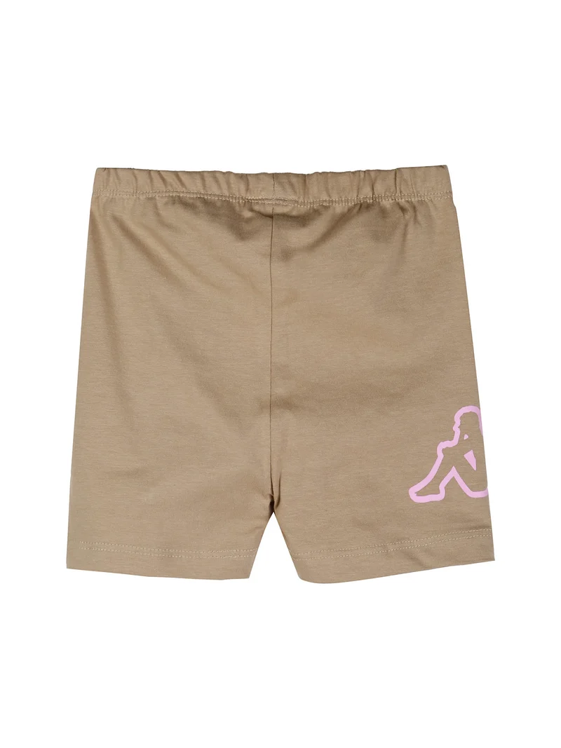 Completo corto da neonata in cotone con t-shirt orsacchiotto e shorts - rosa