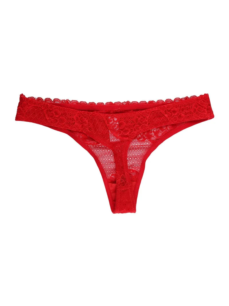 perizoma con pizzo e fiocco - rosso