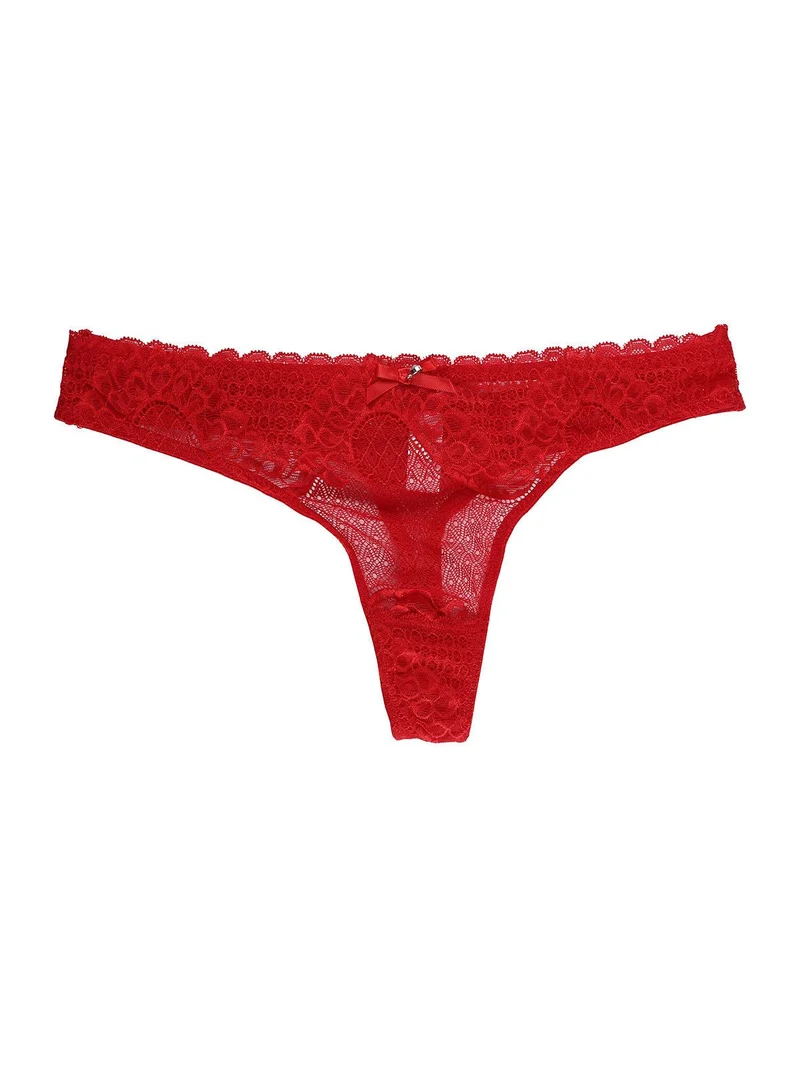 perizoma con pizzo e fiocco - rosso