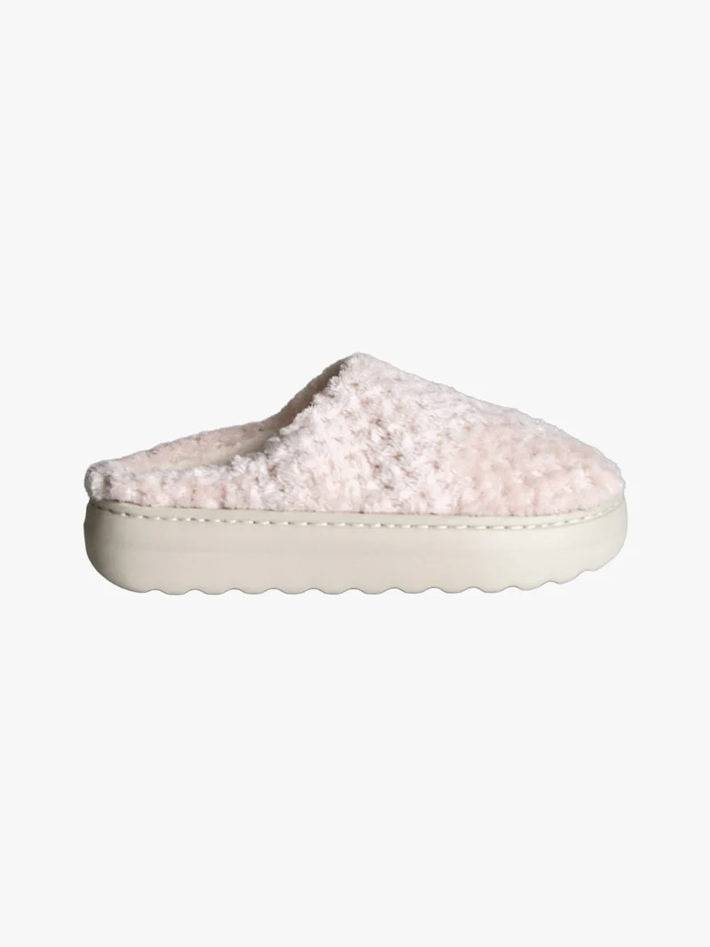 Pantofole donna peluche con platform - beige