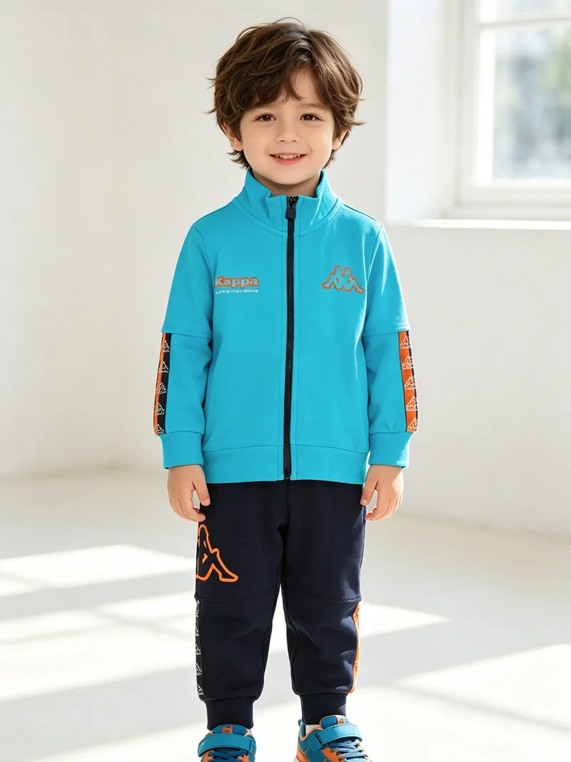 Completo tuta 2 pezzi da neonato full zip in cotone - turchese