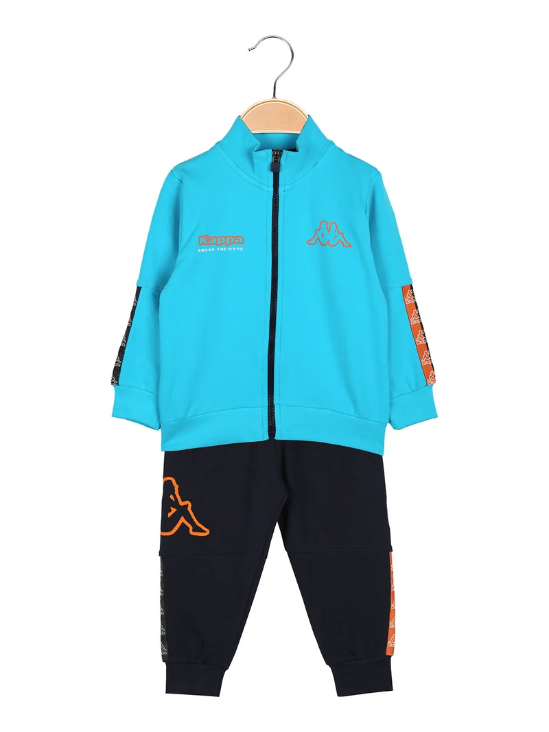 Completo tuta 2 pezzi da neonato full zip in cotone - turchese