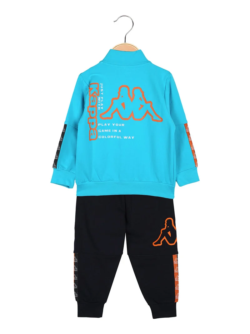 Completo tuta 2 pezzi da neonato full zip in cotone - turchese