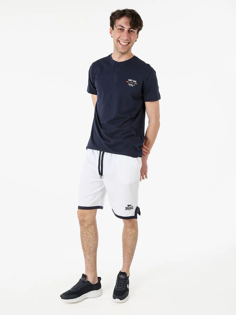 Bermuda sportivi da uomo in cotone con logo - bianco