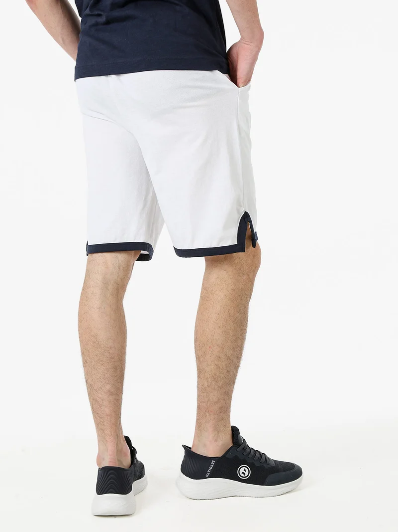 Bermuda sportivi da uomo in cotone con logo - bianco