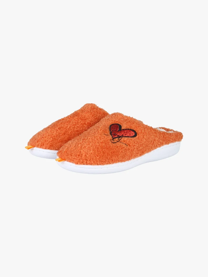 Pantofole donna invernali in ecopelliccia - arancione