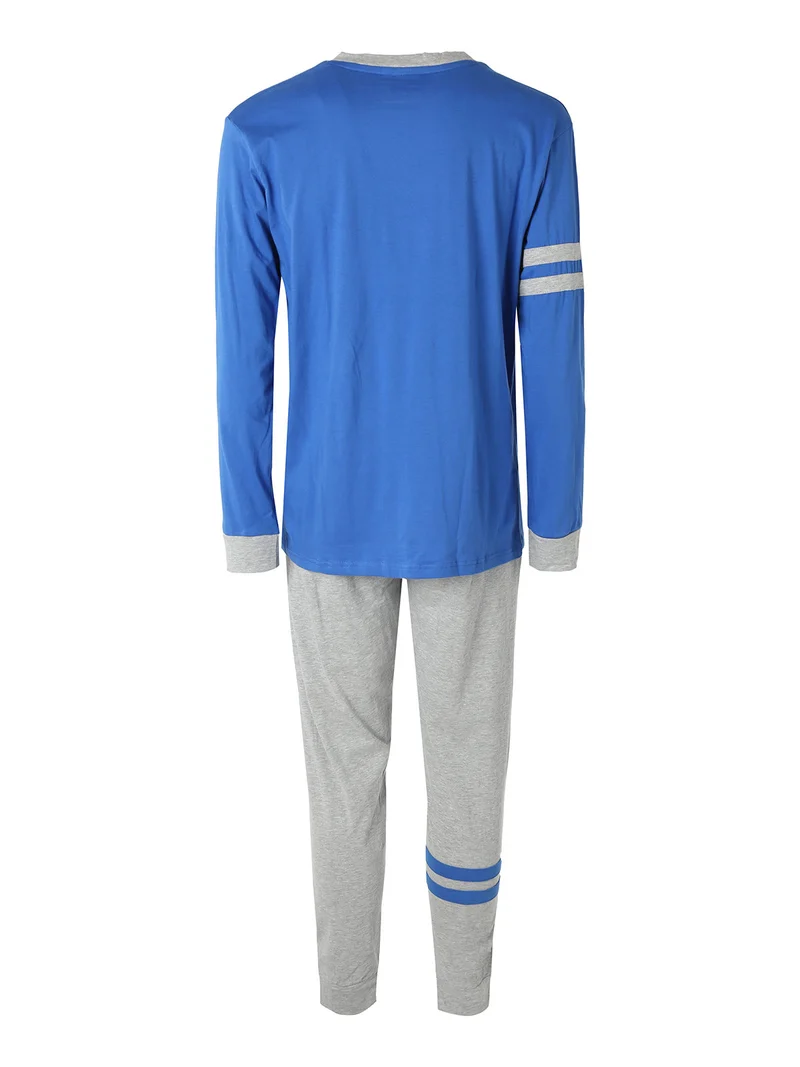 Pigiama lungo da uomo in cotone - bluette